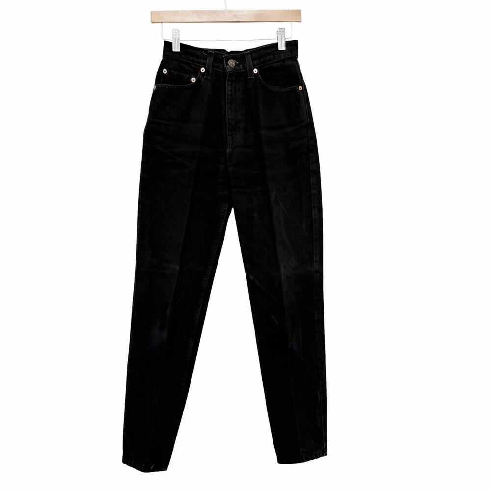 Vintage Levis 521 Black Tapered Leg High Waisted Jeans Sz 25